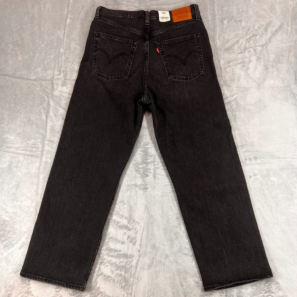 Levis Premium Ribcage Straight Ankle Jeans Womens 30 Super High Rise Black Denim - Picture 2 of 12